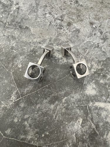 boutons de manchettes design vers 1970 vintage argent massif poinçonné Crabe