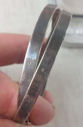 Bracelet 2 anneaux jonc, en argent minerve, vintage