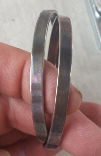 Bracelet 2 anneaux jonc, en argent minerve, vintage
