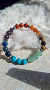 7 chakras bracelet lithotherapy semi-precious stones
