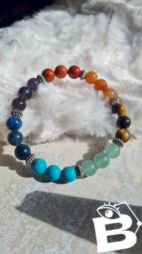 Bracelet 7 chakras lithothérapie pierres semi-précieuses