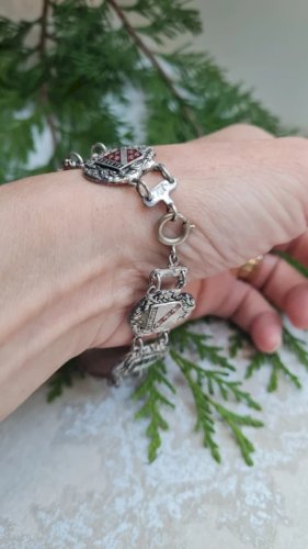 Bracelet à maillons Blason de France vintage en métal argenté