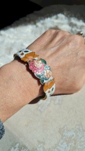 Bracelet ajouré émaillé vintage ( roses et papillons )