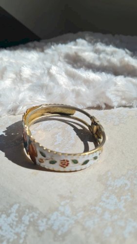 Bracelet ajouré émaillé vintage ( roses et papillons )