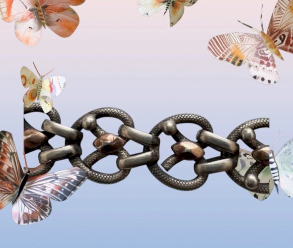 Bracelet ancien argent Massif vermeil unisexe 1900 Poinçon sanglier France