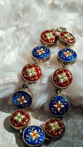 Bracelet ancien Emaux de Bressans en argent