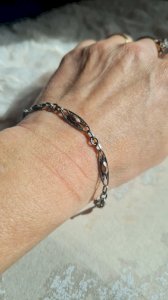 Bracelet ancien en argent filigrane et or rose