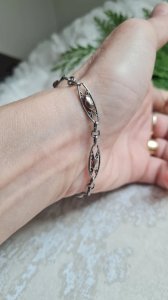 Antique filigree silver and rose gold bracelet