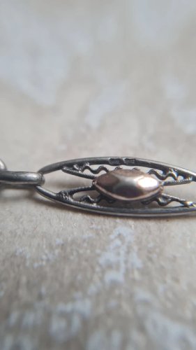 Bracelet ancien en argent filigrane et or rose