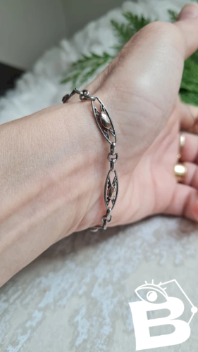 Bracelet ancien en argent filigrane et or rose