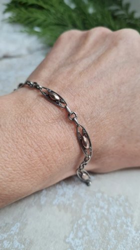 Bracelet ancien en argent filigrane et or rose
