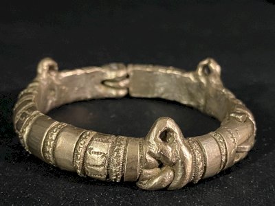 Ancient silver-plated bronze bracelet Akan, Ashanti Ghana, Ivory Coast