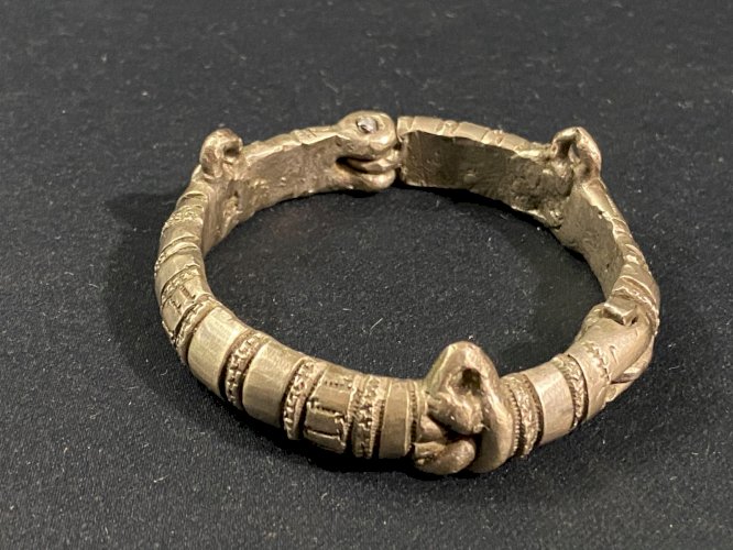 Bracelet ancien en bronze argenté Akan, Ashanti Ghana, Côte d’Ivoire