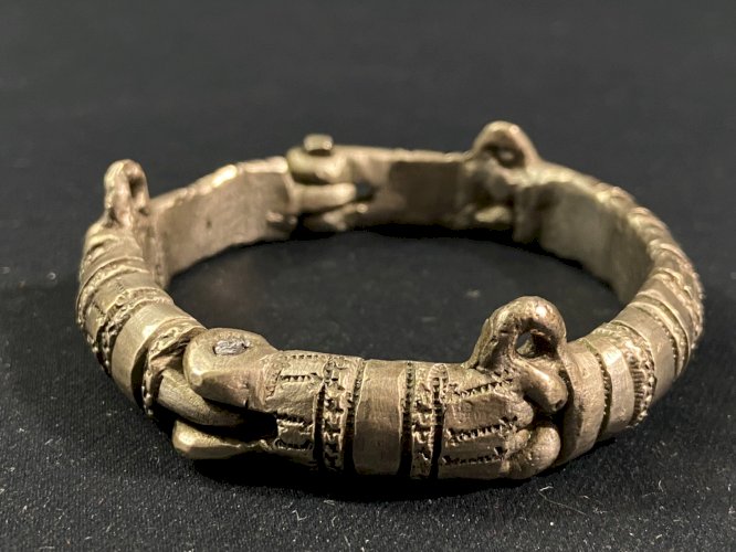 Bracelet ancien en bronze argenté Akan, Ashanti Ghana, Côte d’Ivoire