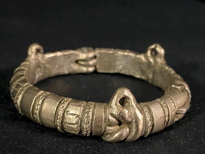 Bracelet ancien en bronze argenté Akan, Ashanti Ghana, Côte d’Ivoire