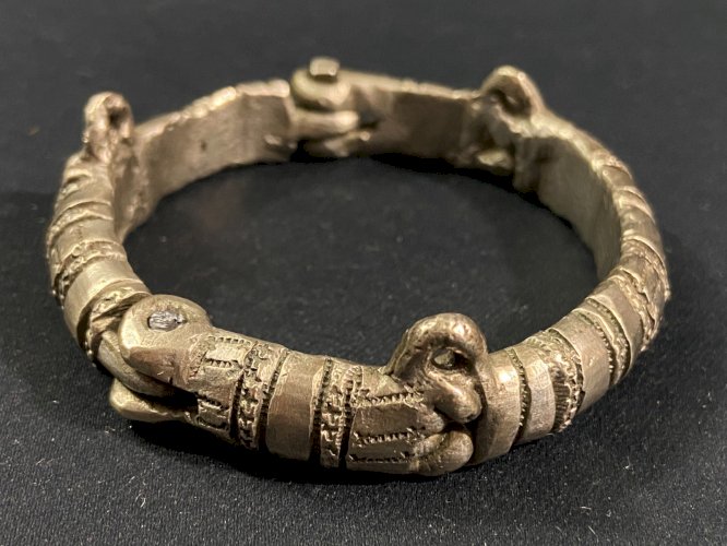 Bracelet ancien en bronze argenté Akan, Ashanti Ghana, Côte d’Ivoire