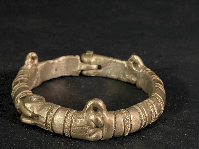 Bracelet ancien en bronze argenté Akan, Ashanti Ghana, Côte d’Ivoire