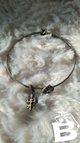 Bracelet antique aigle couronné et croix de lorraine et fleur de lys en argent