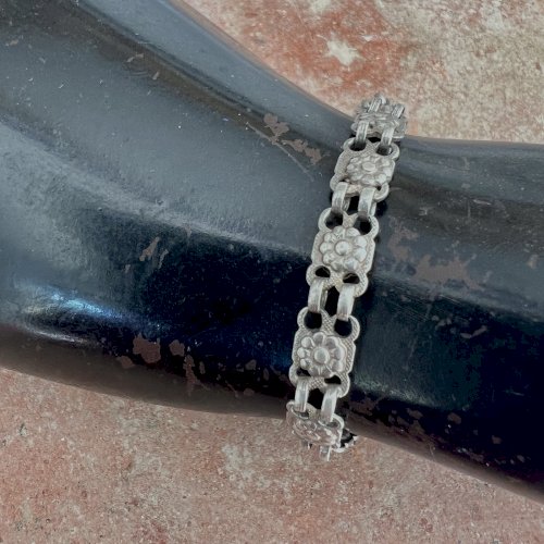 Bracelet argent florale fin 19e poinçon travail français-ancien-Vintage-charme