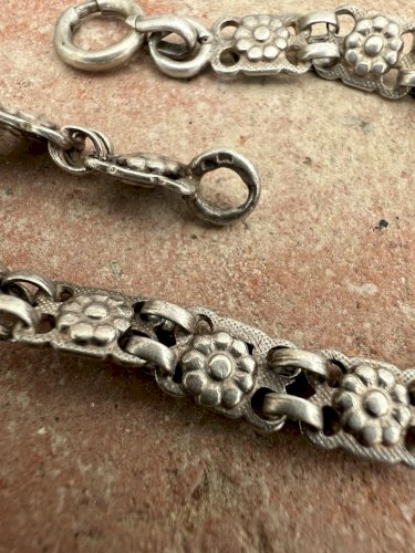 Bracelet argent florale fin 19e poinçon travail français-ancien-Vintage-charme