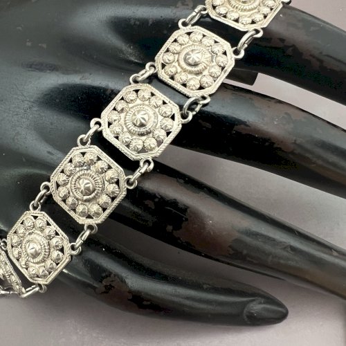 bracelet argent massif ancien Vintage Unisexe Charme Géométrique Européen