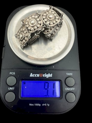 bracelet argent massif ancien Vintage Unisexe Charme Géométrique Européen