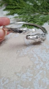 Solid silver bracelet - Arthus Bertrand - bracelet with two horse heads