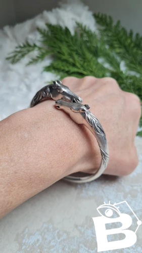 Bracelet argent massif- Arthus Bertrand - bracelet deux têtes de cheval