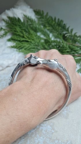 Bracelet argent massif- Arthus Bertrand - bracelet deux têtes de cheval