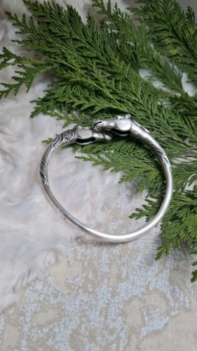 Bracelet argent massif- Arthus Bertrand - bracelet deux têtes de cheval