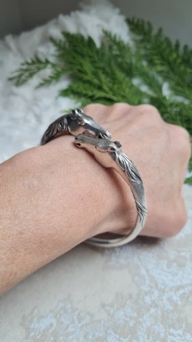 Bracelet argent massif- Arthus Bertrand - bracelet deux têtes de cheval