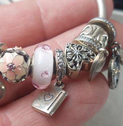 Bracelet avec charms coeurs, Pandora, en argent