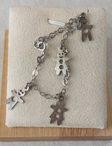 Bracelet décor bonhomme pain d'épice, en argent massif