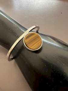 Bracelet design circa 1970 vintage signed JM forge France tiger's eye