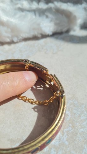Bracelet  émaillé vintage fleuri et papillons
