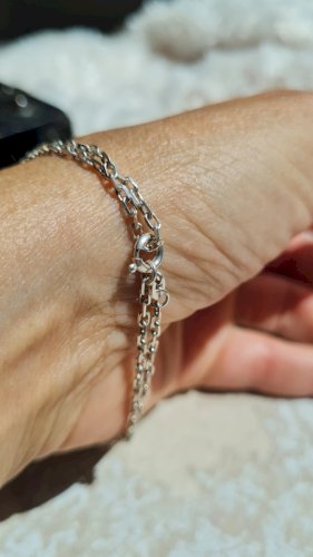 Bracelet en argent 925 cœur avec une double chaine
