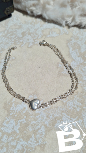 Bracelet en argent 925 cœur avec une double chaine