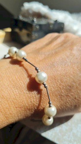 Bracelet en argent 925 et fausses perles