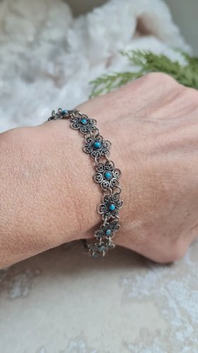 Bracelet en argent 925 filigrane ancien