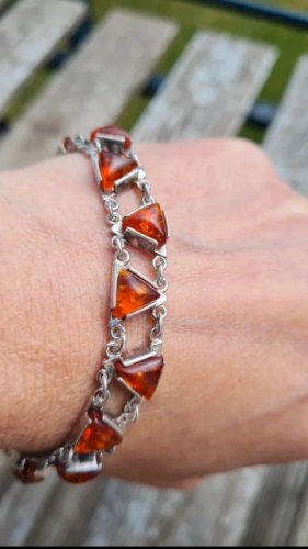 Bracelet en argent et ambre vintage