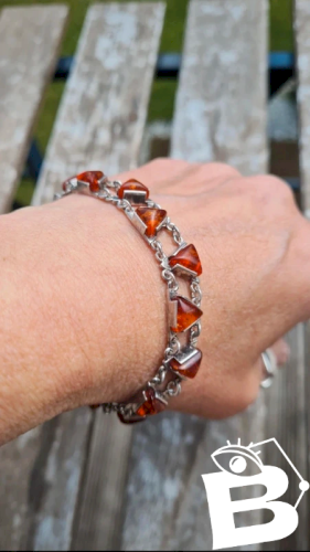 Bracelet en argent et ambre vintage