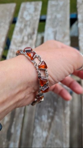 Bracelet en argent et ambre vintage