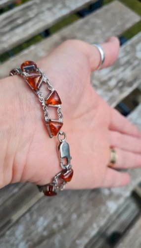 Bracelet en argent et ambre vintage