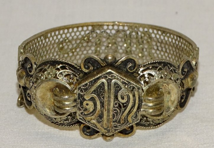 -BRACELET ET BROCHE ARGENT AFRIQUE DU NORD Poinçon CRABE BIJOUX ANCIENS BIJOU  D