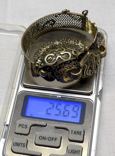 -BRACELET ET BROCHE ARGENT AFRIQUE DU NORD Poinçon CRABE BIJOUX ANCIENS BIJOU  D