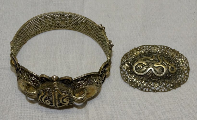 -BRACELET ET BROCHE ARGENT AFRIQUE DU NORD Poinçon CRABE BIJOUX ANCIENS BIJOU  D