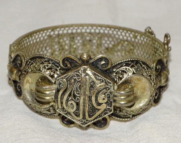 -BRACELET ET BROCHE ARGENT AFRIQUE DU NORD Poinçon CRABE BIJOUX ANCIENS BIJOU  D