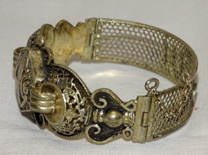 -BRACELET ET BROCHE ARGENT AFRIQUE DU NORD Poinçon CRABE BIJOUX ANCIENS BIJOU  D