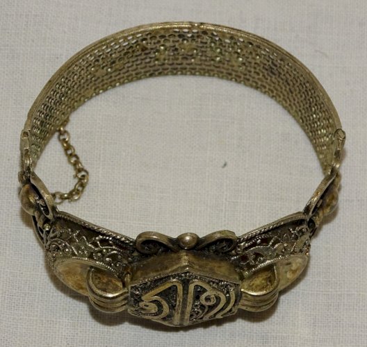 -BRACELET ET BROCHE ARGENT AFRIQUE DU NORD Poinçon CRABE BIJOUX ANCIENS BIJOU  D