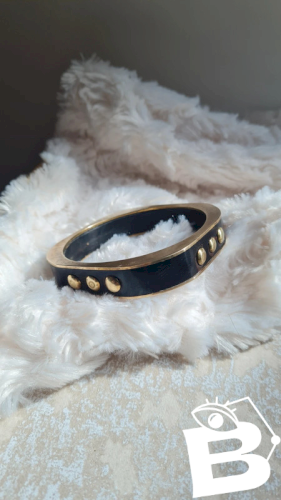 Bracelet ethnique ancien en laiton et corne
